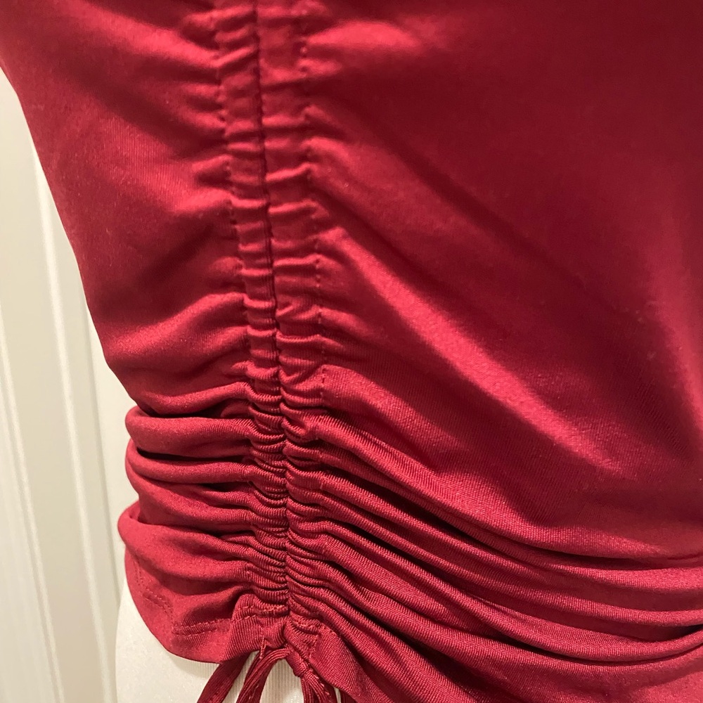 Women's Red Ruched Top - Picture 2 of 2